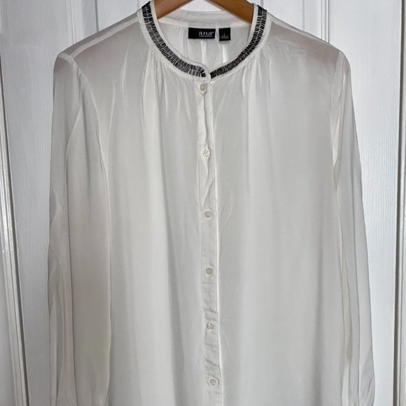 Ana - White sheer blouse with bead detail - Picture 1 of 3